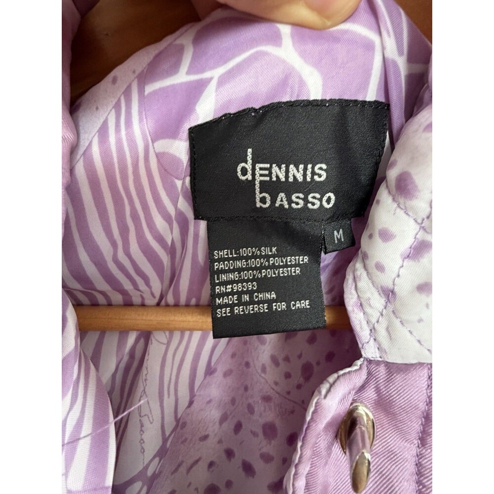 Dennis Basso 100% Silk Quilted Jacket Womens M Purple Toggle Coat - Picture 8 of 11
